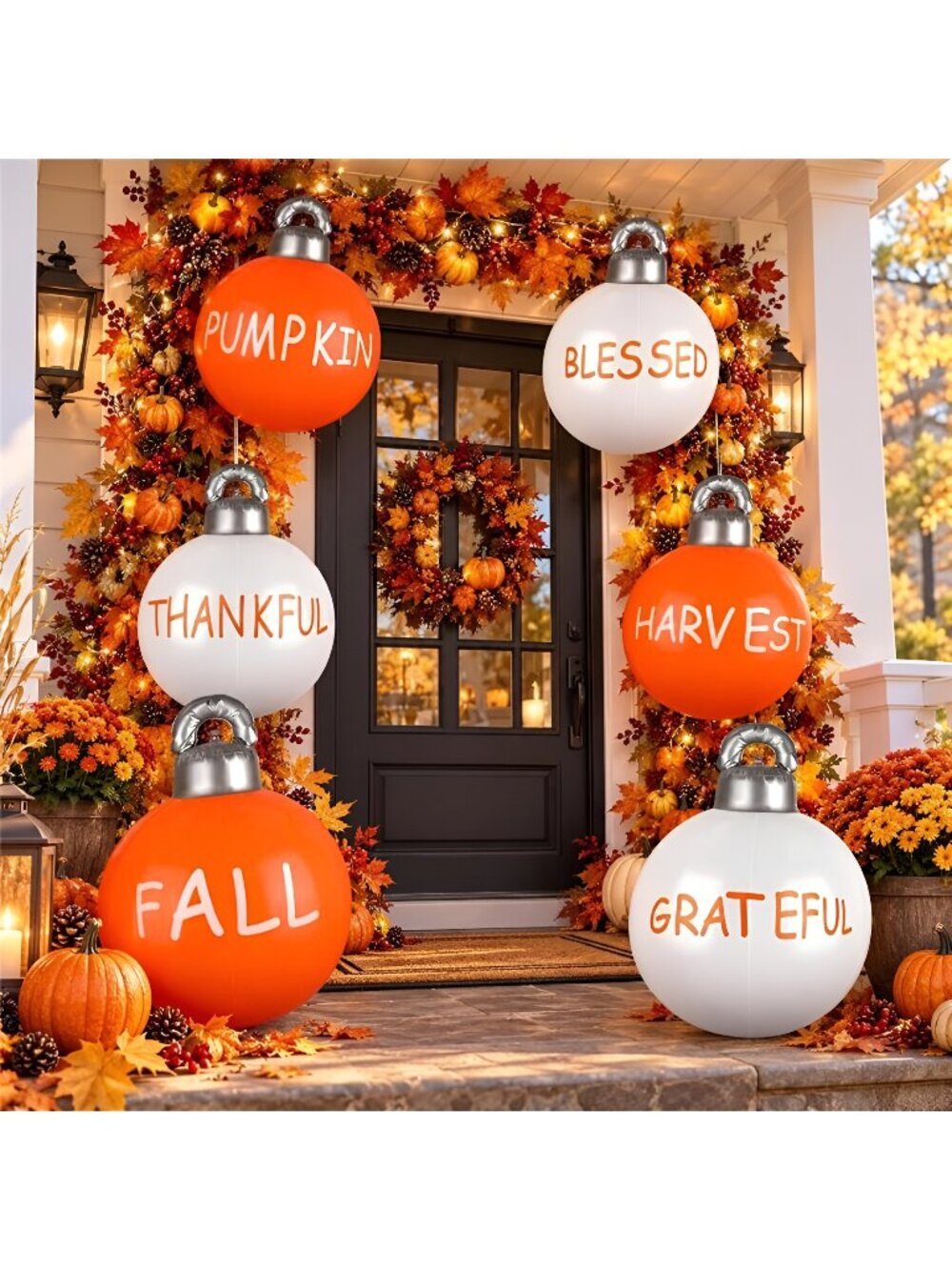 12 Pcs Thanksgiving Fall Inflatable Balls 16 Inch Outdoor Holiday Decor